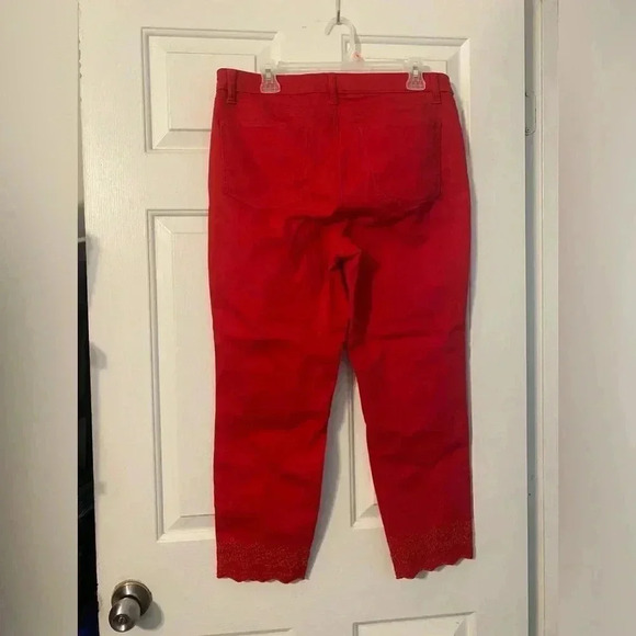 Talbots Flawless Skinny‎ Ankle Scalloped Hem Capri in Red Size 12 - Picture 2 of 7